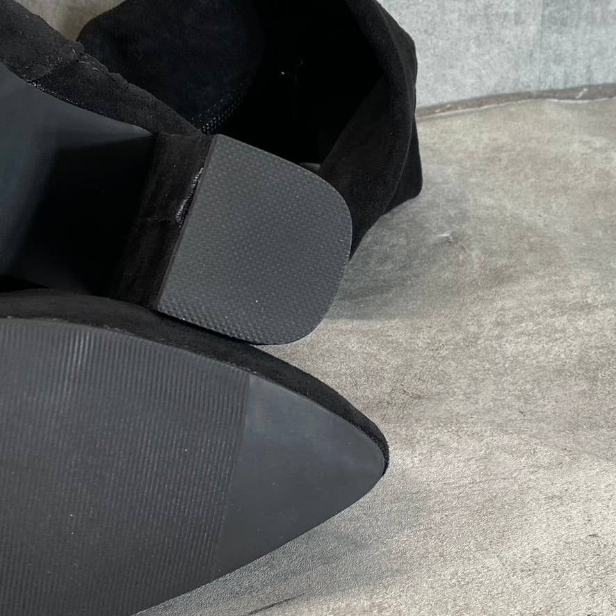 WILD PAIR Women's Black Micro Bravy Over-The-Knee Stretch Block-Heel Boots SZ8.5