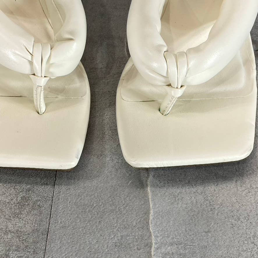INC INTERNATIONAL CONCEPTS Women's White Smooth Sagee Thong Dress Sandals SZ 5