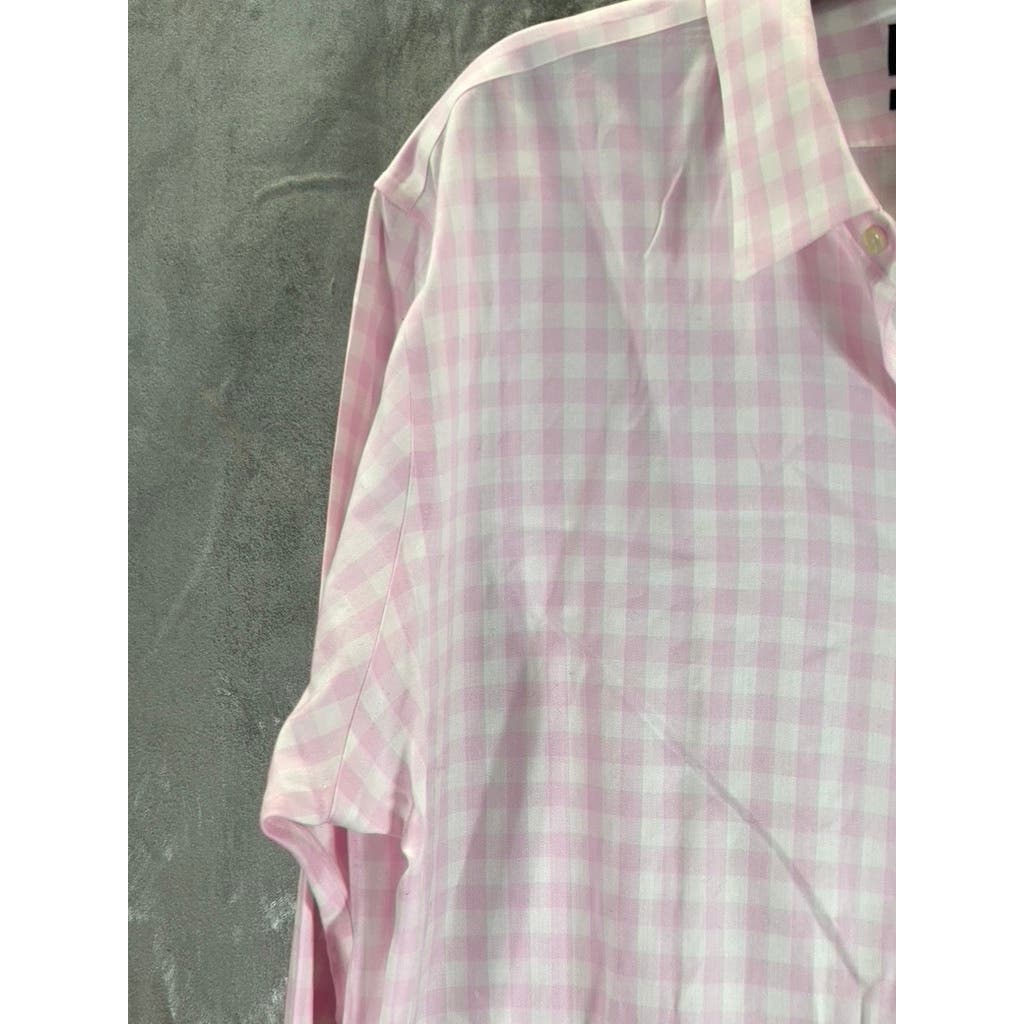 NORDSTROM MEN'S SHOP Men's Pink/White Mini Check Trim-Fit Dress Shirt SZ 17.5