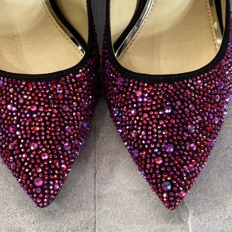 JESSICA SIMPSON Women's Black Amethyst Wayva Rhinestone Pointed-Toe Pumps SZ 7