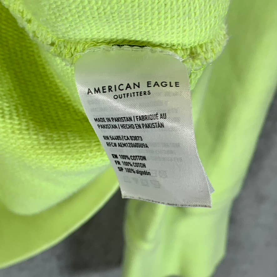 AMERICAN EAGLE Men's Neon Yellow Cotton Logo Pullover Hoodie SZ M