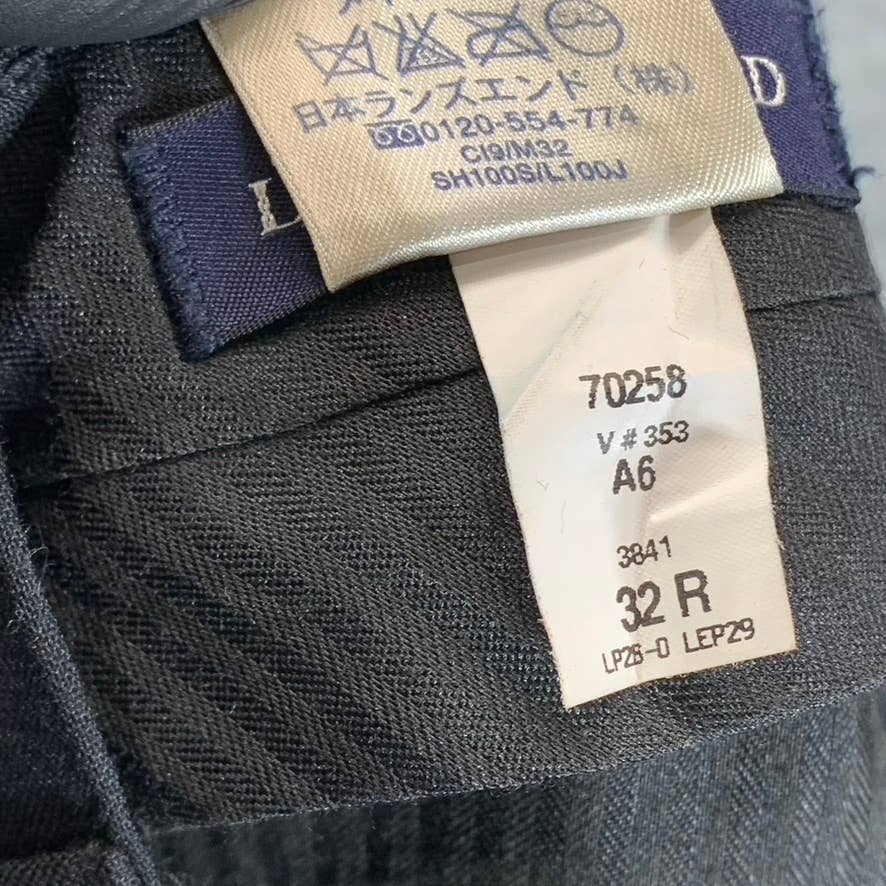 LANDS' END Men's Black Solid Regular-fit Dress Pants SZ 32