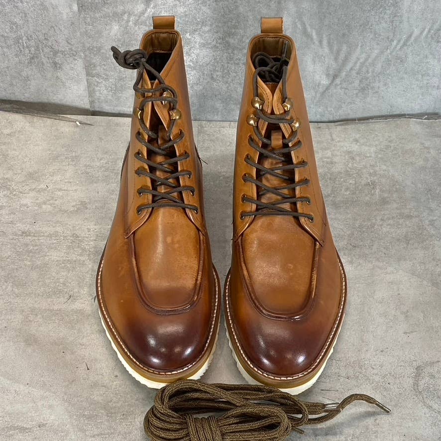 THOMAS & VINE Men's Cognac Leather Mitchell Lace-Up Ankle Boot SZ 10.5