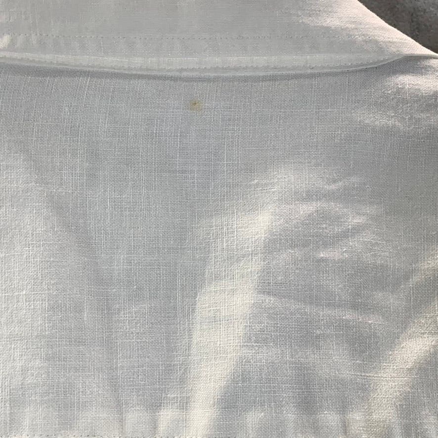PRONTO UOMO Men's White Regular-Fit Button-Up Short Sleeve Linen Shirt SZ XL