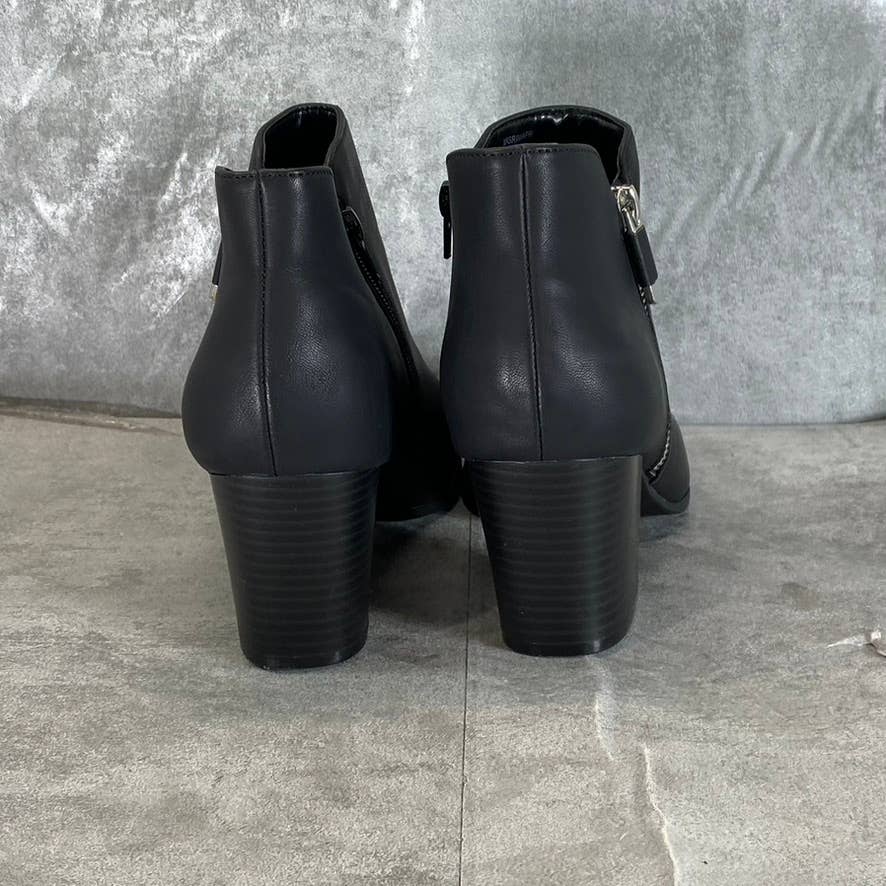 STYLE & CO Women's Wide Black Masrinaa Slip-On Block-Heel Ankle Boots SZ 7W
