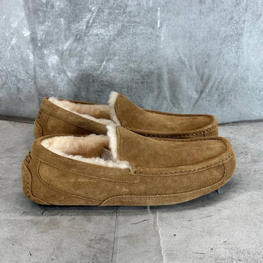 UGG Men's Chestnut Suede Ascot Furr Slip-On Slippers SZ 9