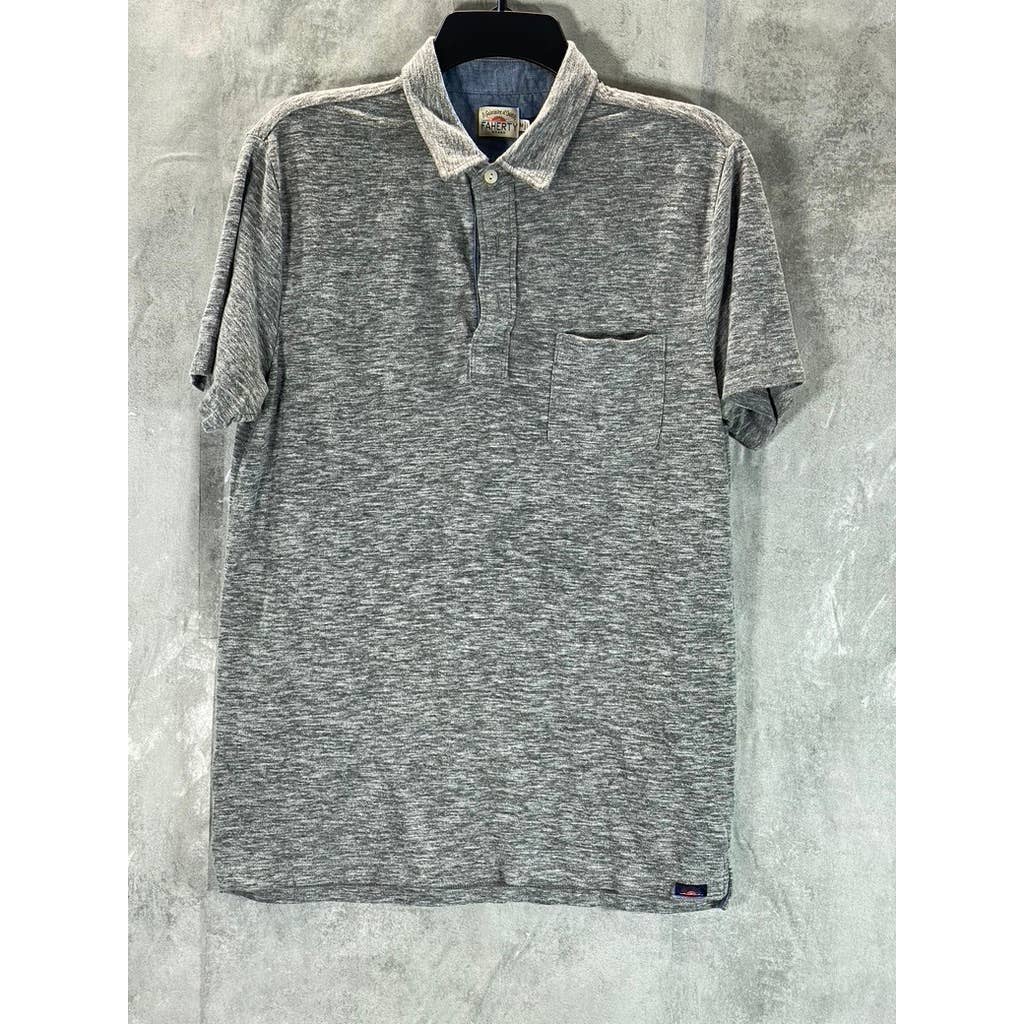 FAHERTY BRAND Men's Heather Grey 3-Button Short-Sleeve Polo Shirt SZ M