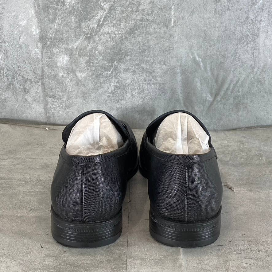 CALVIN KLEIN Men's Black Saffiano Leather Malcome Casual Slip-On Loafers SZ 12