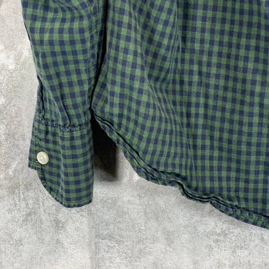 J.CREW Men's Green/Blue Gingham Classic-Fit Button-Up Shirt SZ M