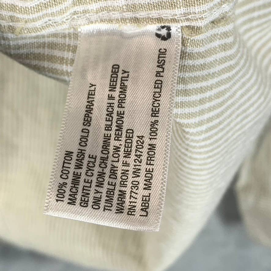 GOODFELLOW & CO Men's Tan Striped Standard-Fit Button-Up Long-Sleeve Shirt SZ M