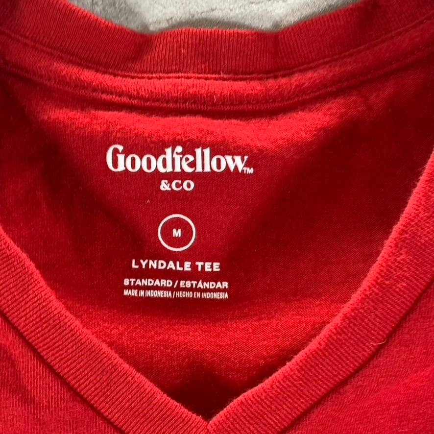 GOODFELLOW & CO Men's Red V-Neck Lyndale Short-Sleeve T-Shirt SZ M