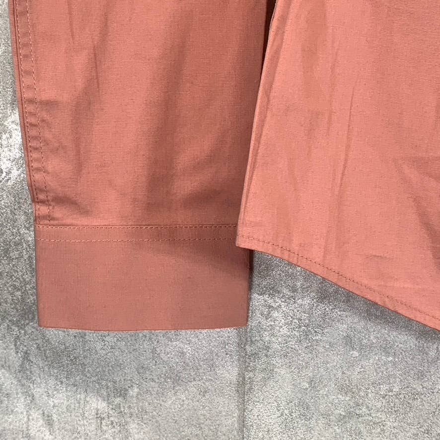 ASOS Men's Long Rust Button-Up Long-Sleeve Shirt SZ S