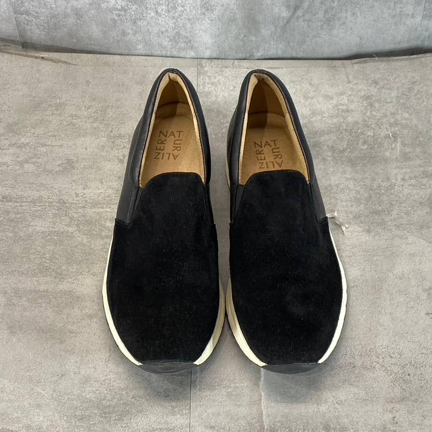 NATURALIZER Women's Black Suede-Leather Selah Slip-On Sneakers SZ 9.5