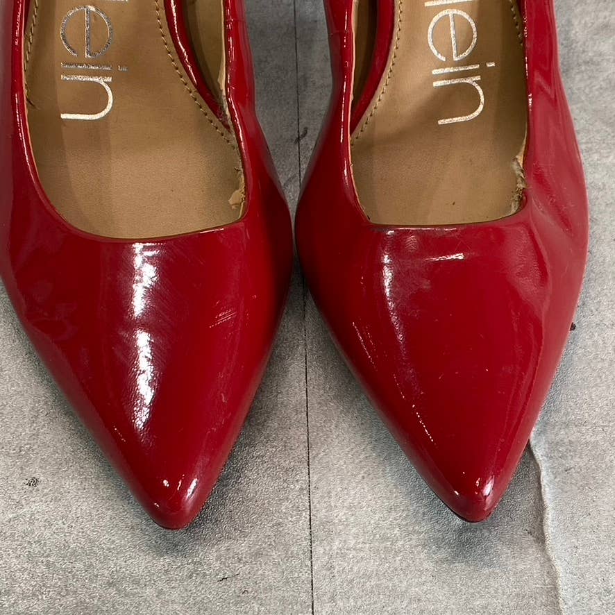 CALVIN KLEIN Women's Crimson Red Leather Gayle Pointed-Toe Classic Pumps SZ 6.5