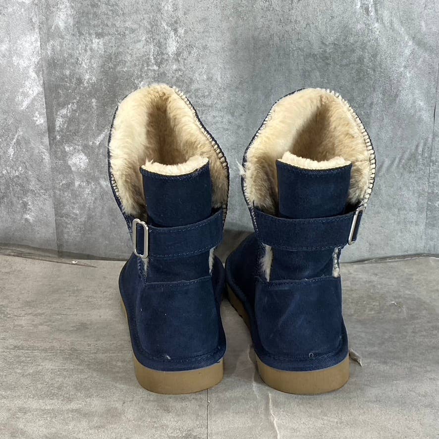 STYLE & CO Women's Navy Teenyy Cold-Weather Faux-Fur Spilt-Shaft Boots SZ 9