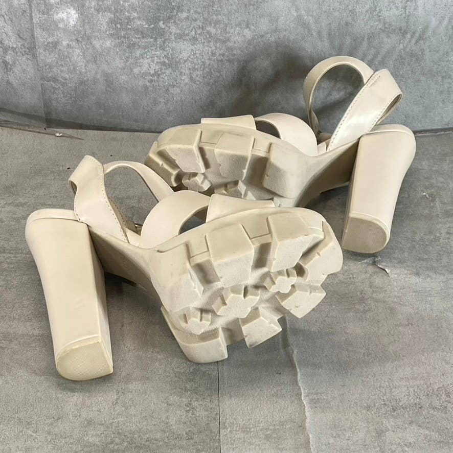STEVE MADDEN Women's Beige Roxi Mega Lug Sole Platform High-Heel Sandals SZ 9