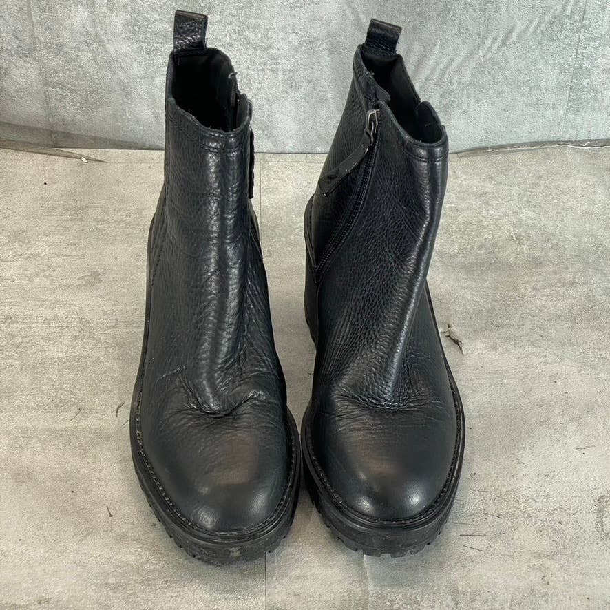 ZODIAC Women's Black Leather Julie Lug-Sole Wedge Boots SZ 7.5