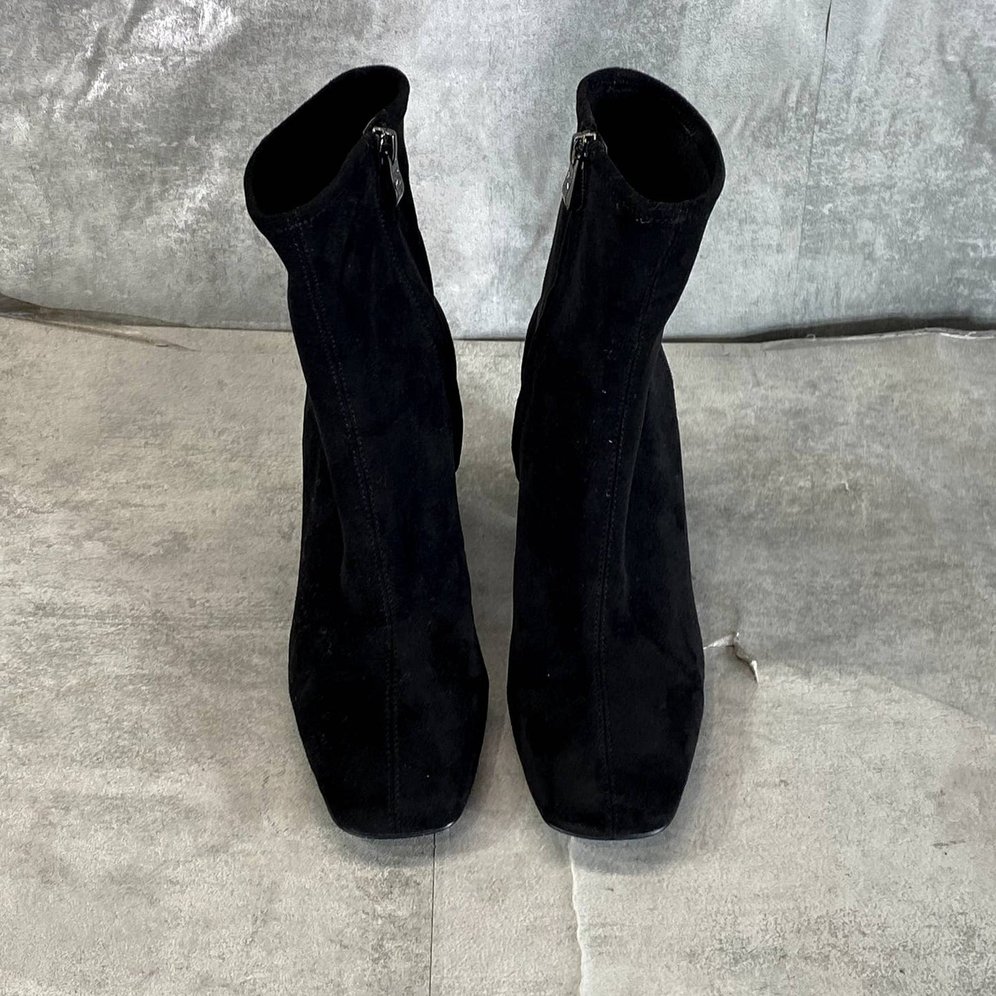 DKNY Women's Black Faux-Suede Cavale Almond-Toe Pull-On Side-Zip Ankle Boots SZ7