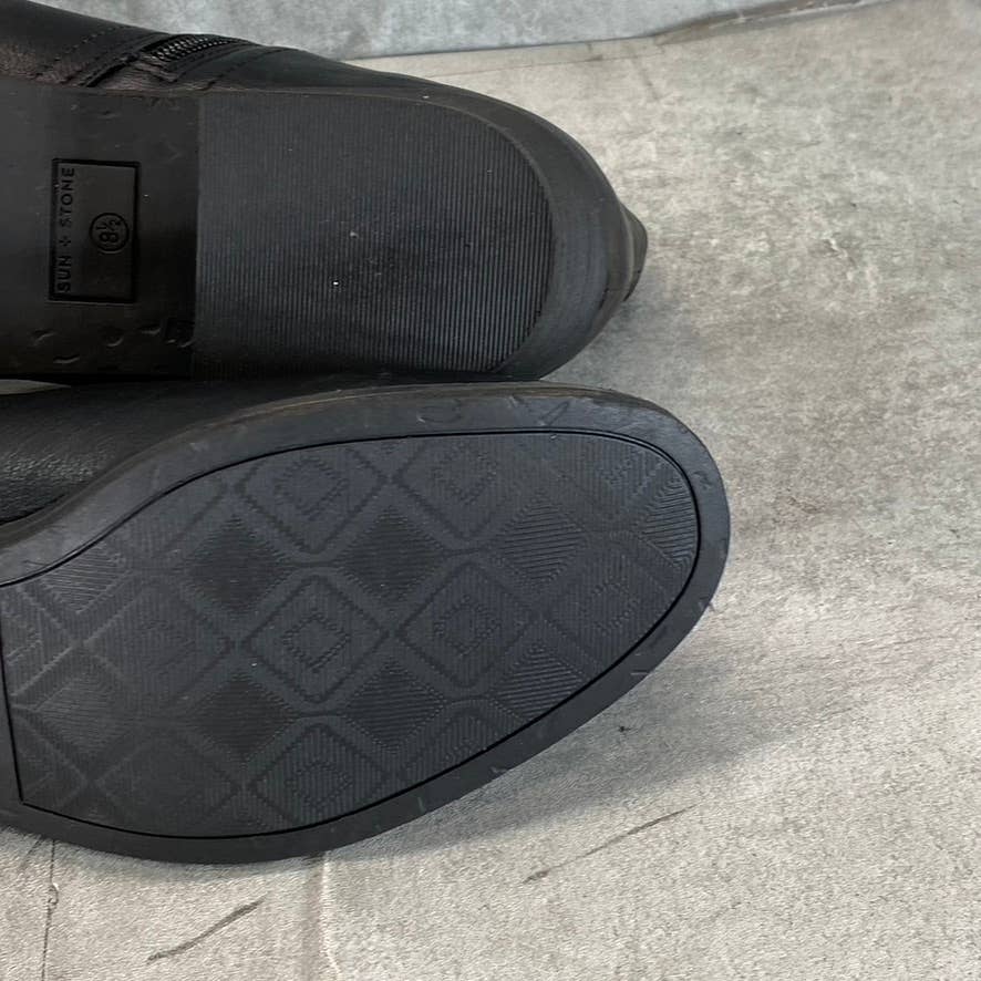 SUN+STONE Women's Black Cadee Memory Foam Slip-On Block Heel Ankle Booties SZ8.5