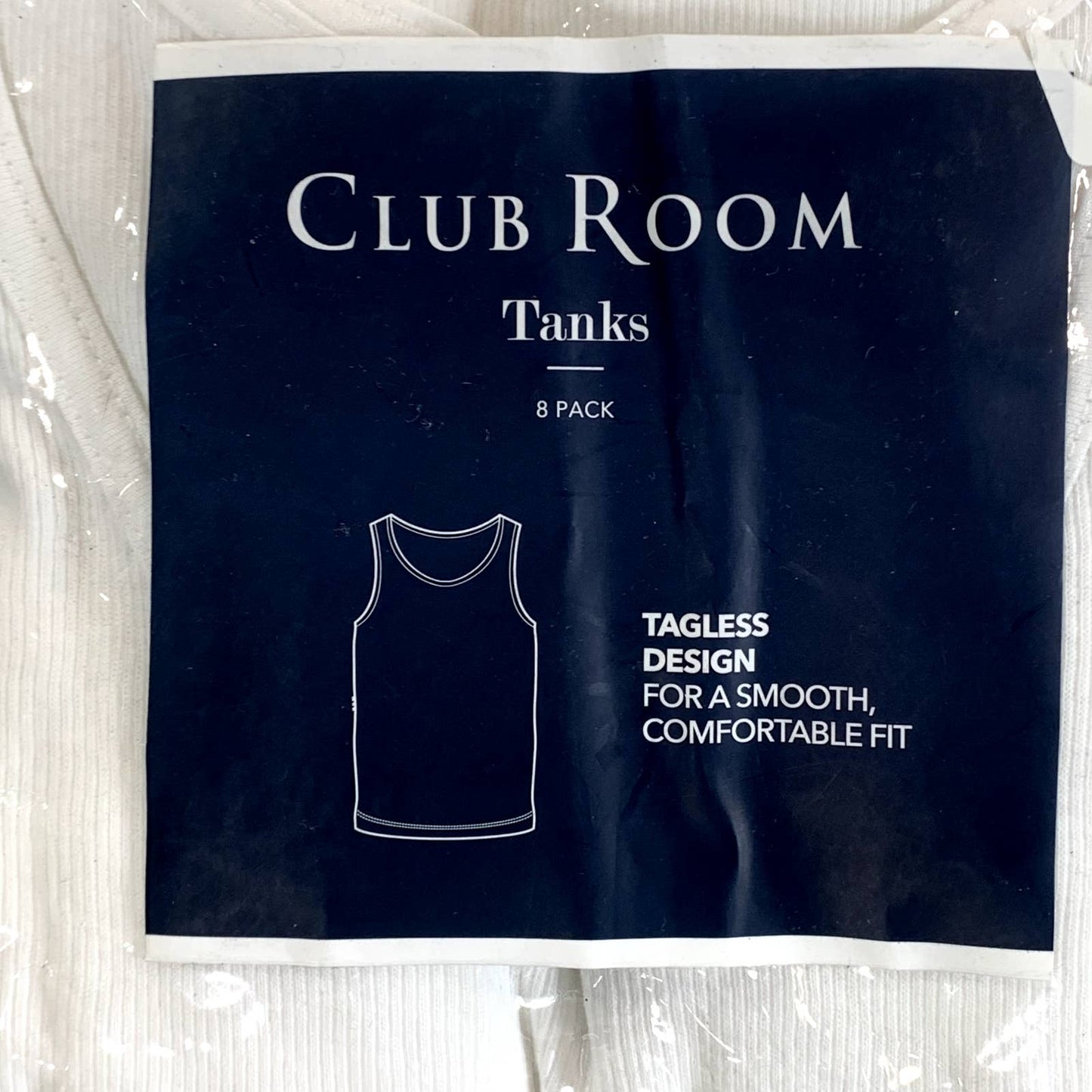 CLUB ROOM Men's White Ribbed 8-Pack Tank Top Undershirts SZ XL