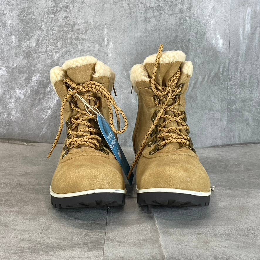 JBU By Jambu Women's Tan Faux-Leather Blue Creek Water-Resistant Boots SZ 8