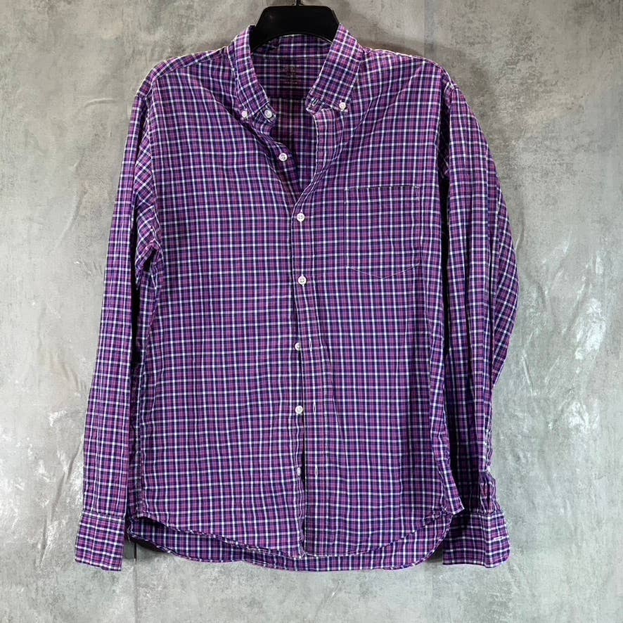 J.CREW Men's Blue/Red Gingham Slim-Fit Lightweight Button-Up Shirt SZ M