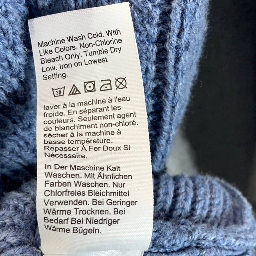 J.CREW Men's Heather Mediterranean Navy Crewneck Cable Knit Sweater SZ M