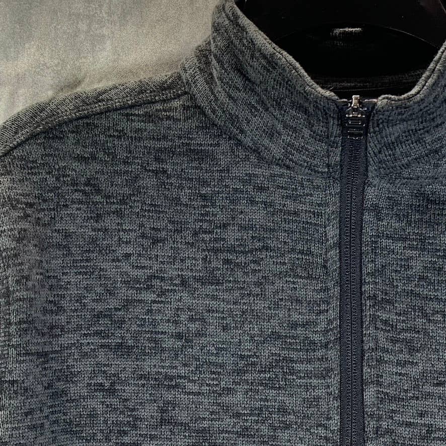 LANDS' END Men's Charcoal Heather Quarter-Zip Fleece Pullover Sweater SZ L