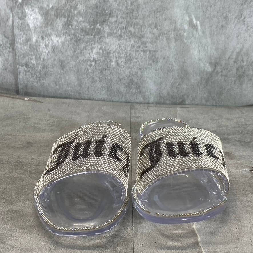 JUICY COUTURE Women's Clear Hylton Rhinestone Embellished Slide Jelly Sandal SZ7
