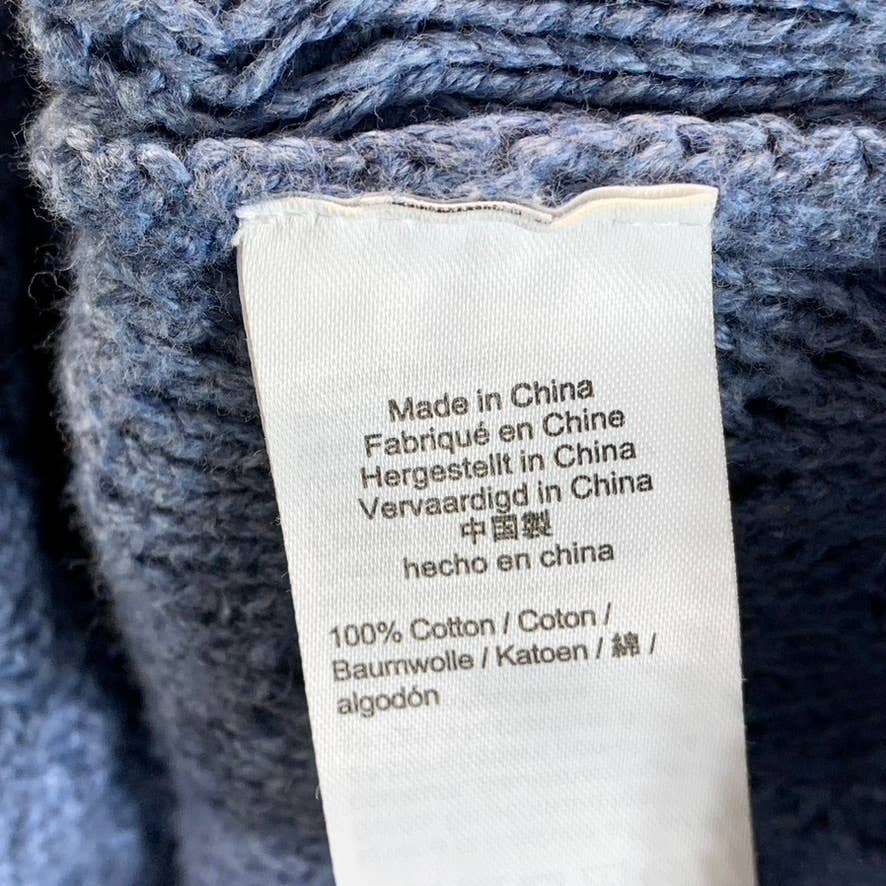J.CREW Men's Heather Mediterranean Navy Crewneck Cable Knit Sweater SZ M