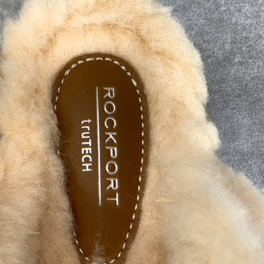 ROCKPORT TruTech Women's Tan Suede Faux-Fur Veda Slide Slippers SZ 8