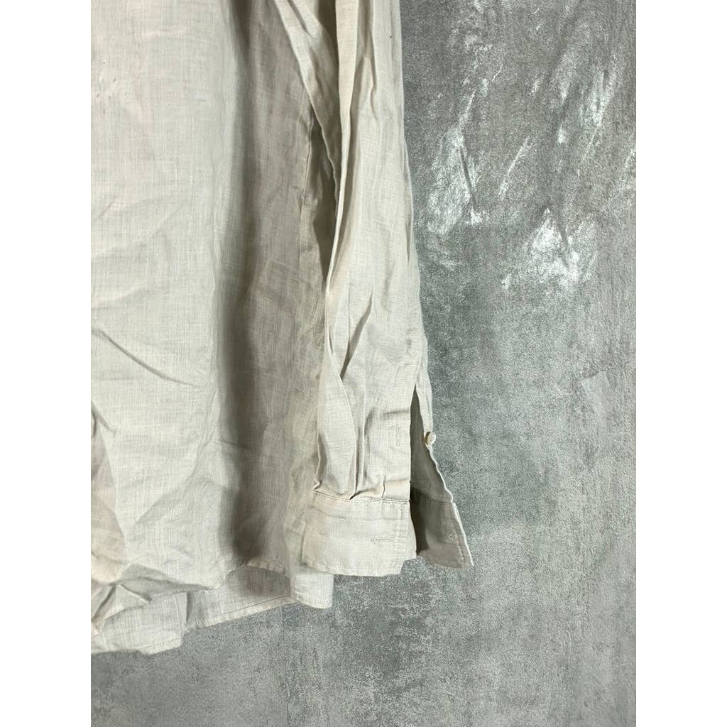 COS Men's Beige Button-Up Long-Sleeve Shirt SZ M