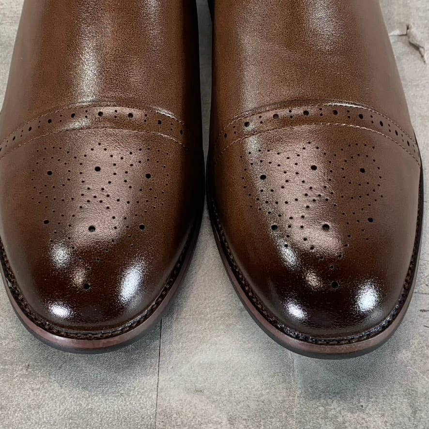 VANCE CO. Men's Wide Width Brown Garrett Cap-Toe Pull-On Chelsea Boots SZ 10W