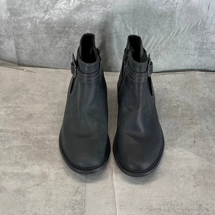 CLARKS Collection Women's Dark Black Leather Maye Strap Ankle Boots SZ 8