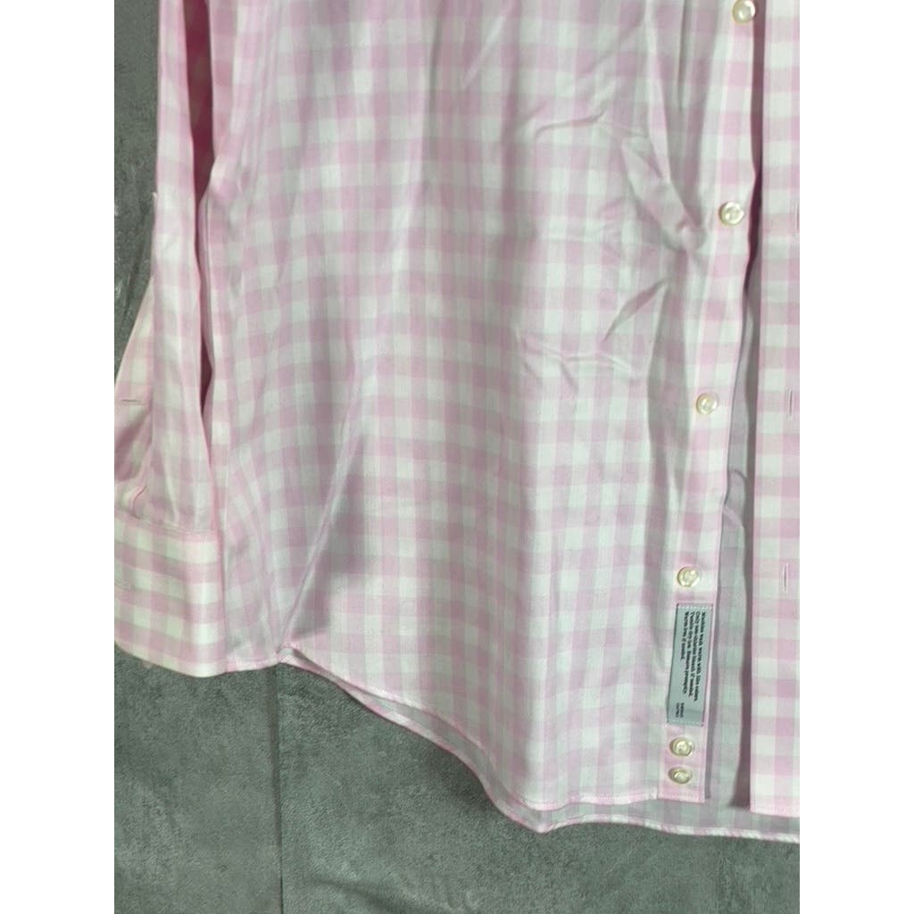 NORDSTROM MEN'S SHOP Men's Pink/White Mini Check Trim-Fit Dress Shirt SZ 17.5