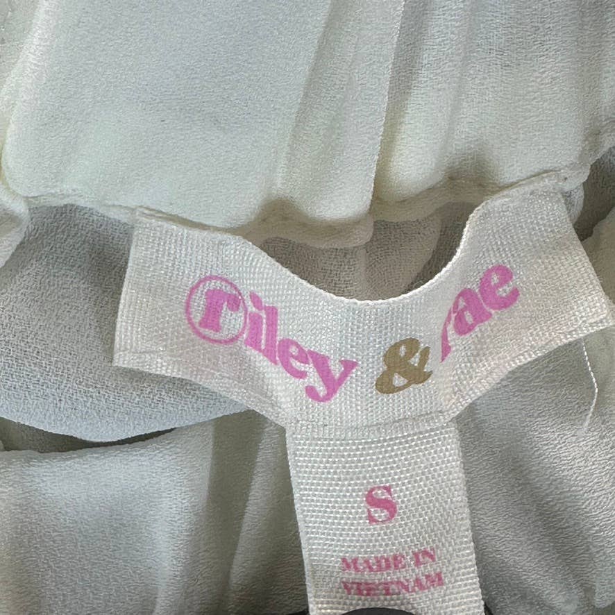 RILEY & RAE Women's Soft Ecru Jayne Elastic Mock-Neck Short Sleeve Top SZ S