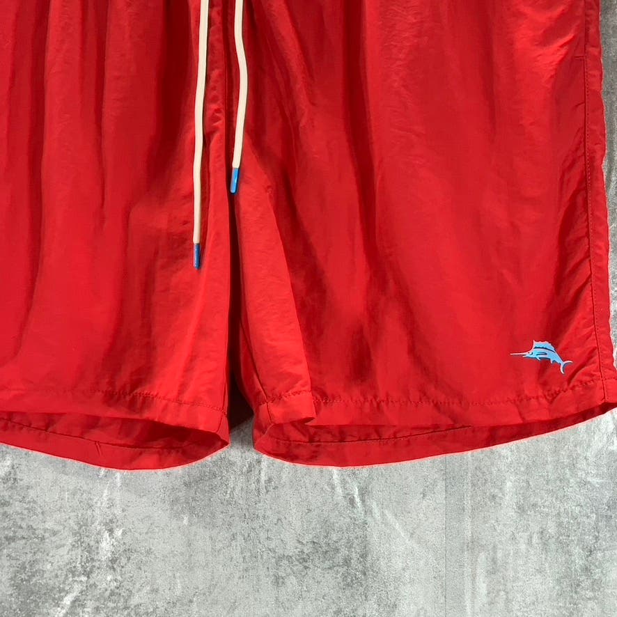 TOMMY HILFIGER Men's Ribbon Red Naples Coast Pull-On Swimtrunks SZ 2XL