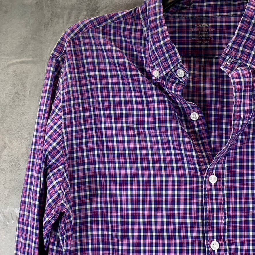 J.CREW Men's Blue/Red Gingham Slim-Fit Lightweight Button-Up Shirt SZ M