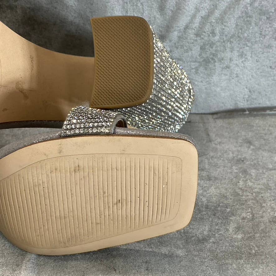STEVE MADDEN Women's Silver Rhinestone Tiaa Two-Piece Dress Sandals SZ 6