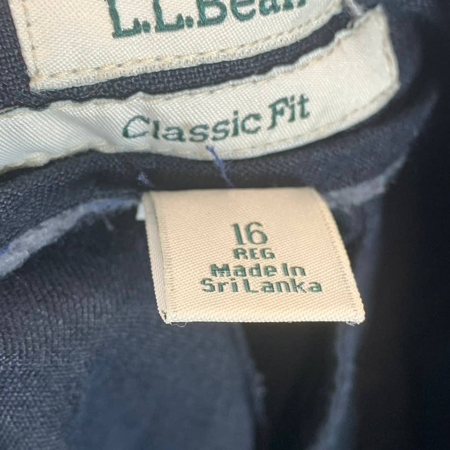 L.L. BEAN Women's Navy Linen Classic-Fit Pants SZ 16