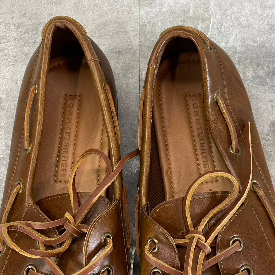TOMMY HILFIGER Men's Tan Brazen Slip-On Moc-Toe Boat Shoe SZ 10.5