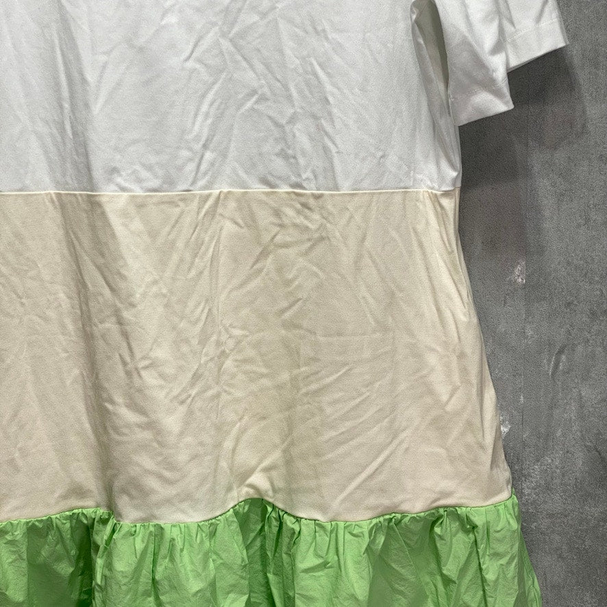 ALFANI Plus Size White Mixed-Media Crewneck Short Sleeve Pullover Dress SZ 1X