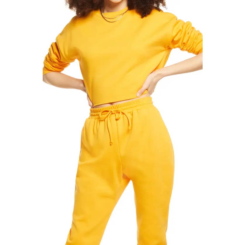 BP. Women's Orange Slice Crewneck Raw Hem Long Sleeve Crop Sweatshirt SZ XL