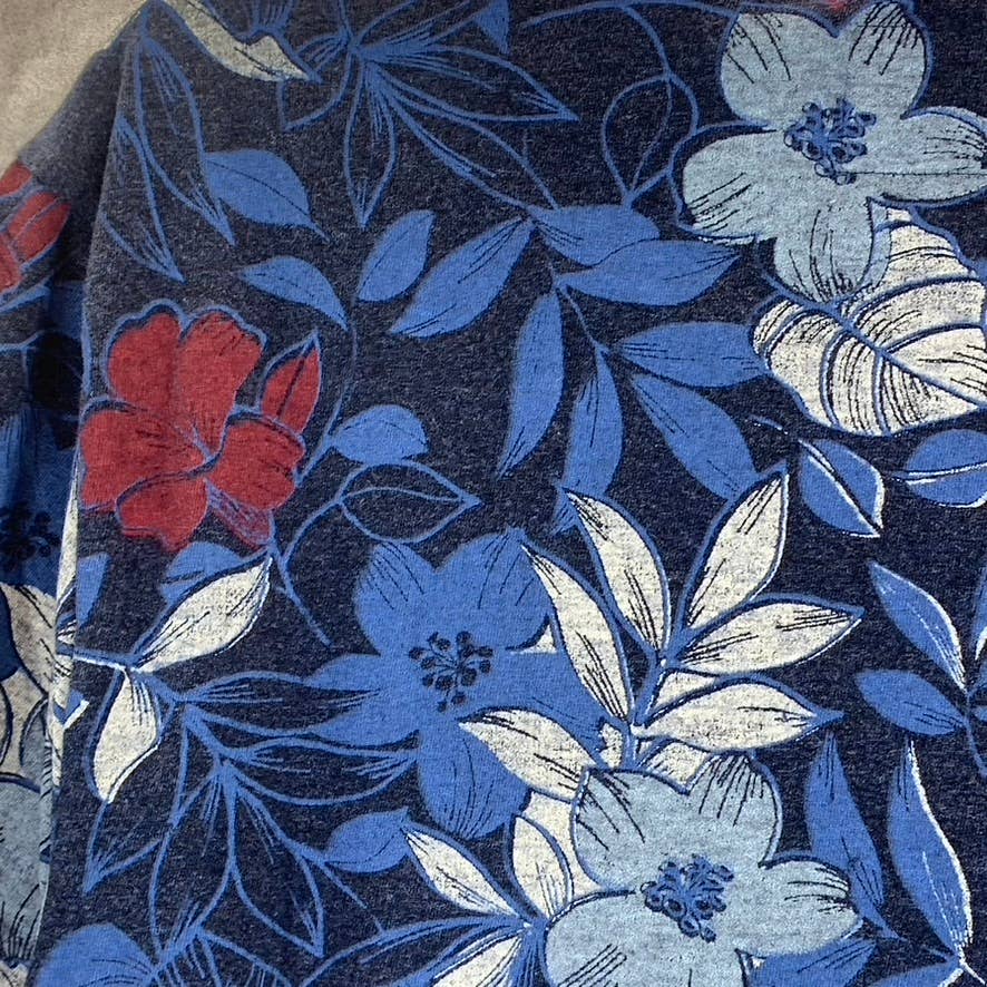 GOODFELLOW & CO Men's Navy Floral Standard-Fit Crewneck Patch Pocket T-Shirt SZL