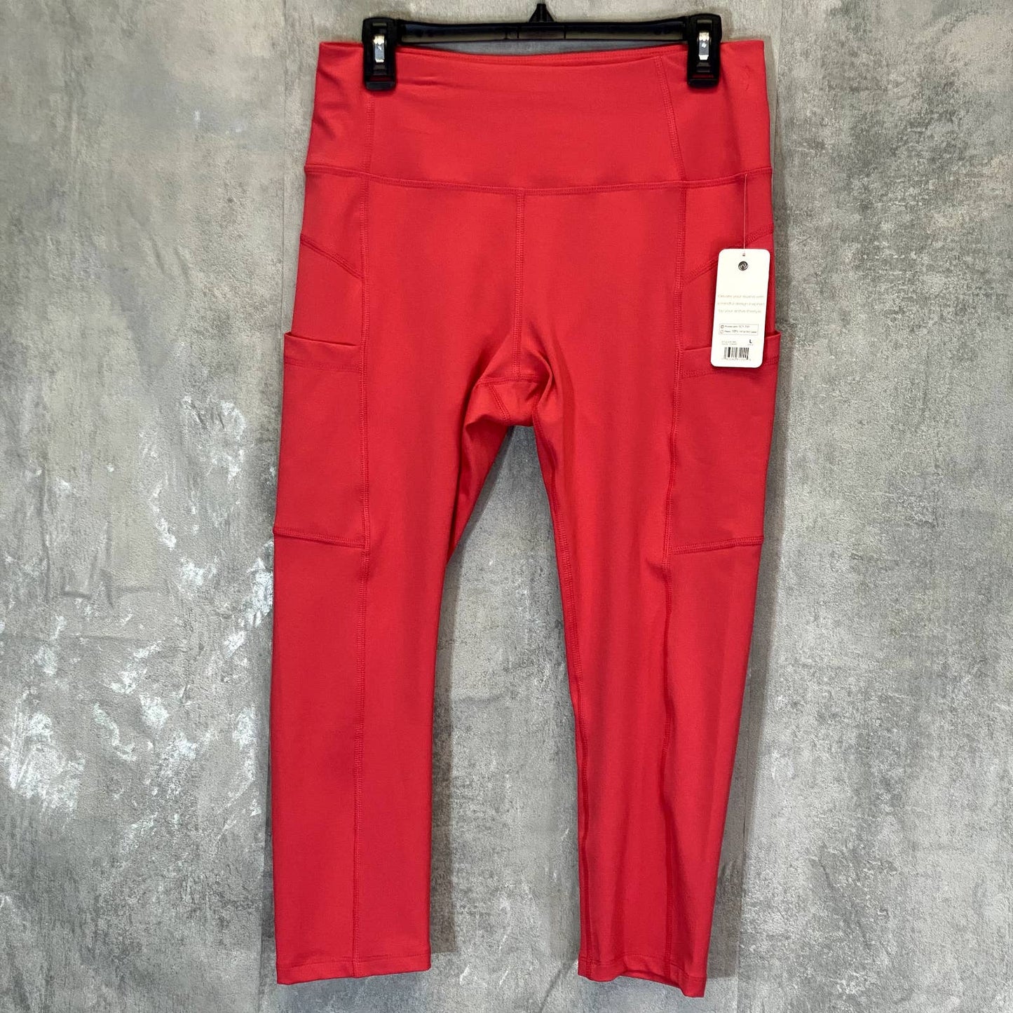 APANA Women's Teaberry Solid High-Waist Side Pocket Pull-On Leggings SZ L