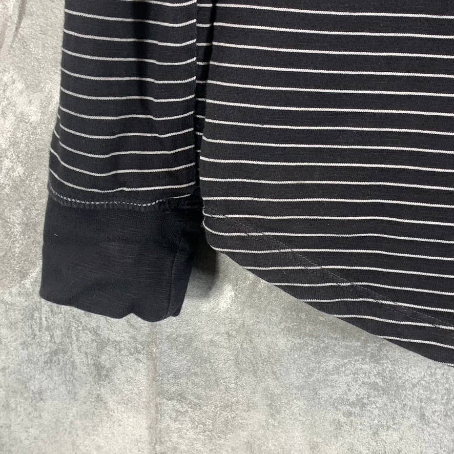 JACHS NEW YORK Men's Black Striped Classic-Fit Long-Sleeve Henley Shirt SZ S
