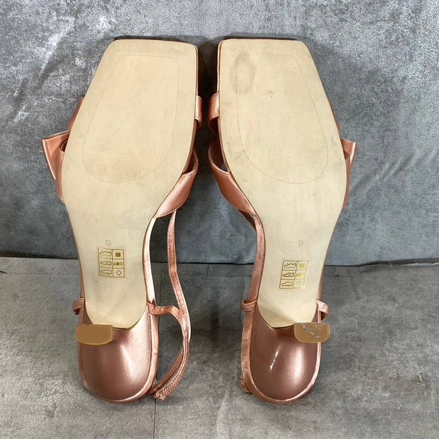 JEFFREY CAMPBELL Women's Natural Satin Take A Bow Square-Toe Slingback Sandals