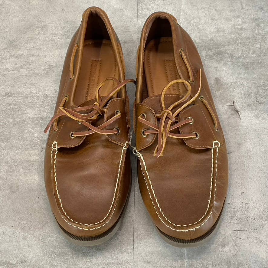TOMMY HILFIGER Men's Tan Brazen Slip-On Moc-Toe Boat Shoe SZ 10.5