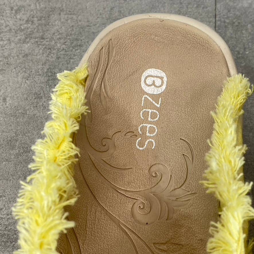 BZEES Women's Yellow Serendipity Washable Open-Toe Slide Wedge Sandals SZ 7.5