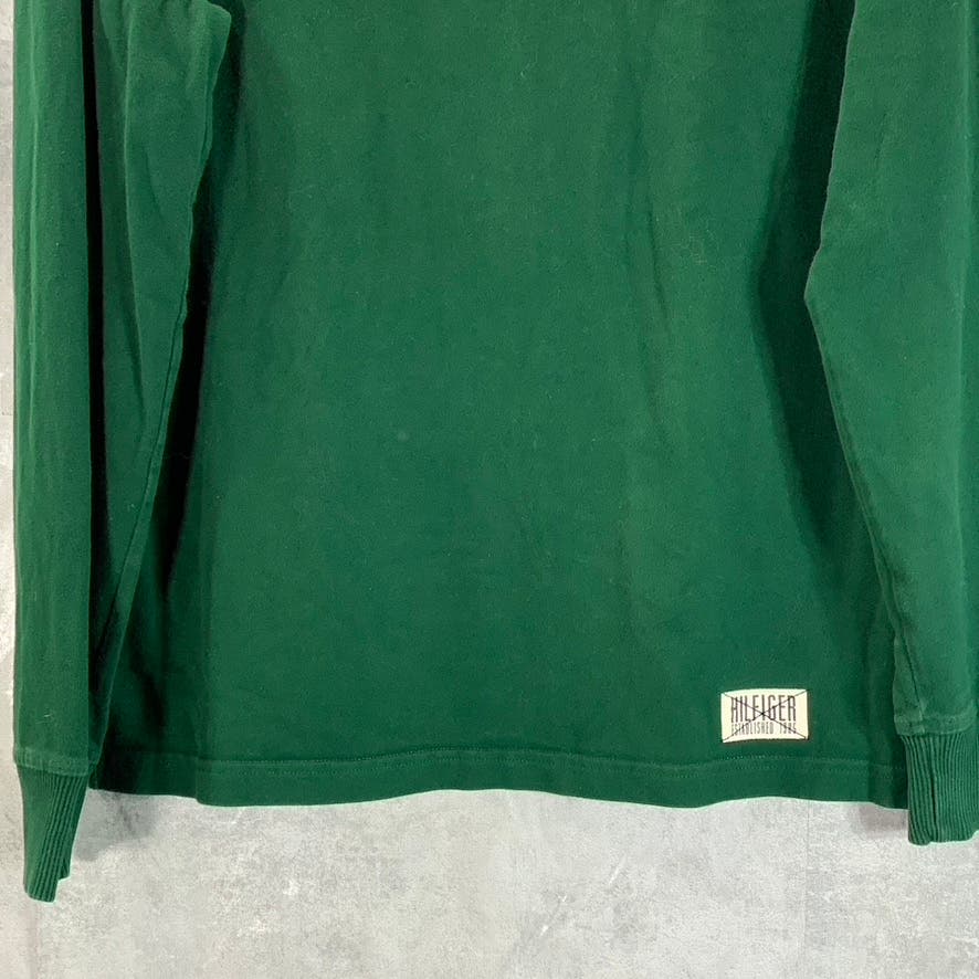 TOMMY HILFIGER Men's Hunter Green Crewneck Solid Flag Logo Pullover Sweater SZ S